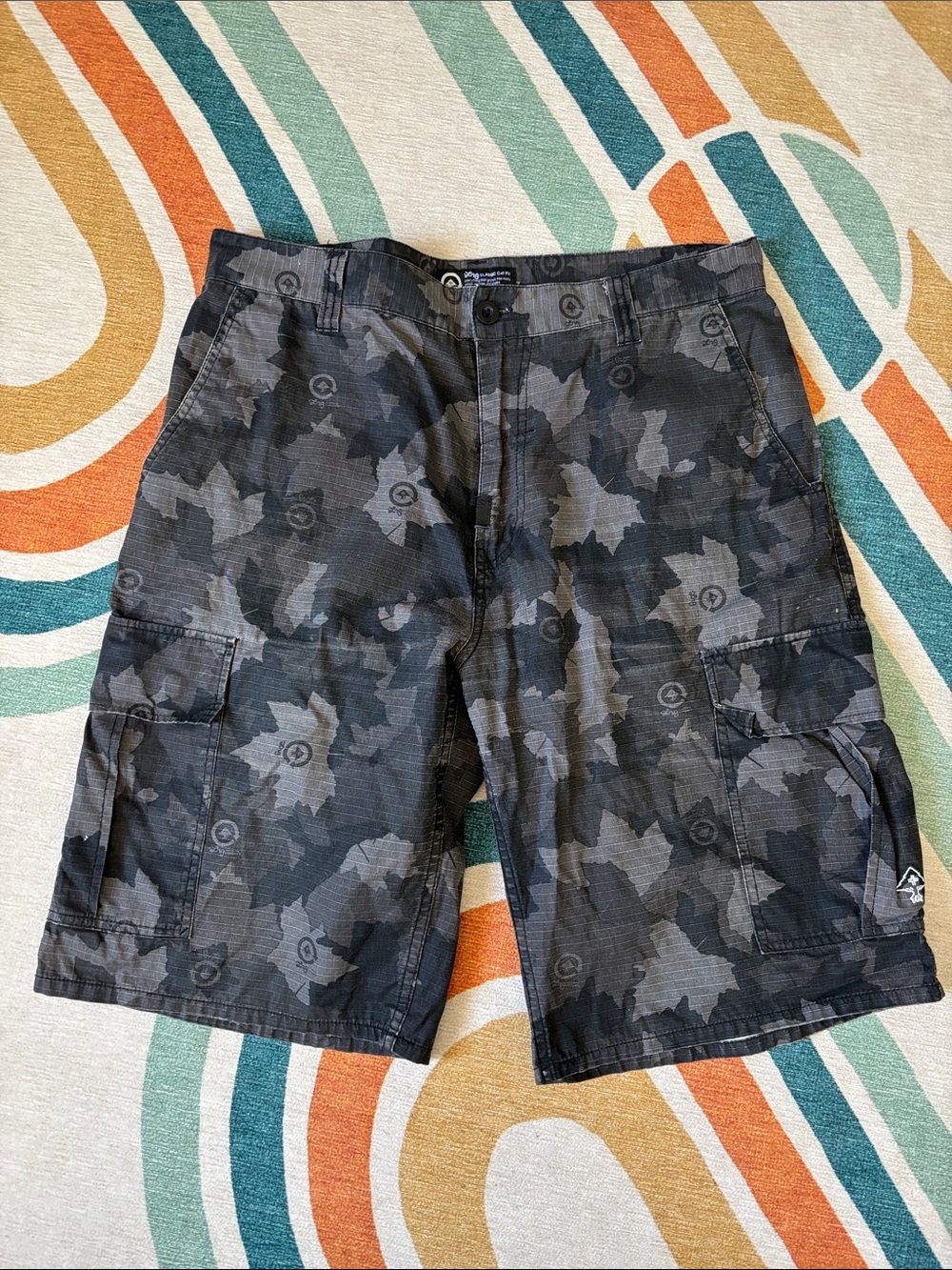 Lrg Black & Gray Camouflage Cargo Shorts